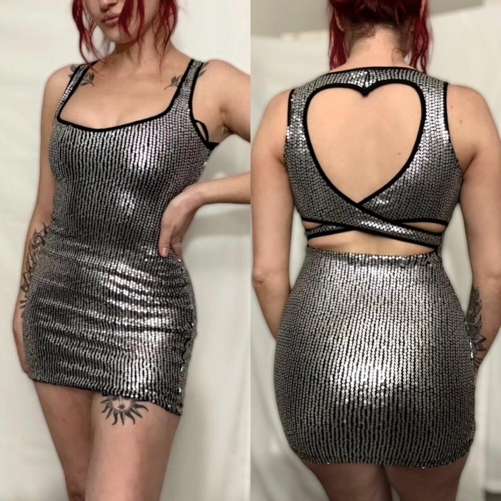 Sequin Dress from 'Material Girl' with Cut Out Heart Back